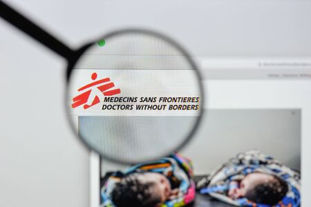 Milan, Italy - August 20, 2018: Doctors without borders website homepage. Doctors without borders logo visible.のeditorial素材