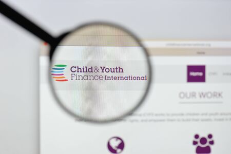 Milan, Italy - August 20, 2018: Child & Youth Finance International website homepage. Child & Youth Finance International logo visible.のeditorial素材