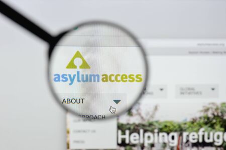 Milan, Italy - August 20, 2018: Asylum Access website homepage. Asylum Access logo visible.のeditorial素材
