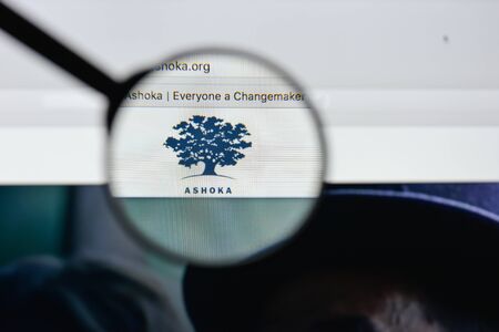 Milan, Italy - August 20, 2018: Ashoka website homepage. Ashoka logo visible.のeditorial素材