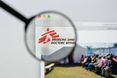 Milan, Italy - August 20, 2018: Doctors without borders website homepage. Doctors without borders logo visible.のeditorial素材