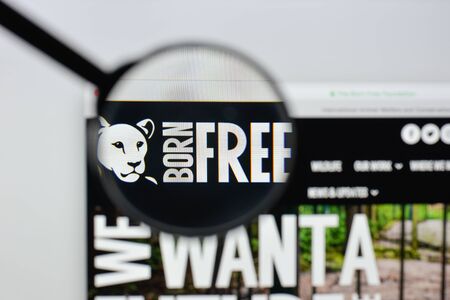 Milan, Italy - August 20, 2018: Born Free Foundation website homepage. Born Free Foundation logo visible.のeditorial素材