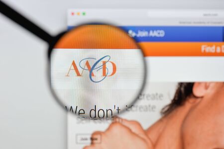 Milan, Italy - August 20, 2018: AACD website homepage. AACD logo visible.のeditorial素材