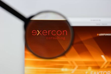 Milan, Italy - August 20, 2018: exercon sales website homepage. exercon sales logo visible.のeditorial素材