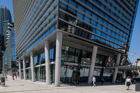 Milan, Italy - 30 June 2019: View of Building of BNL Paribas Bankのeditorial素材