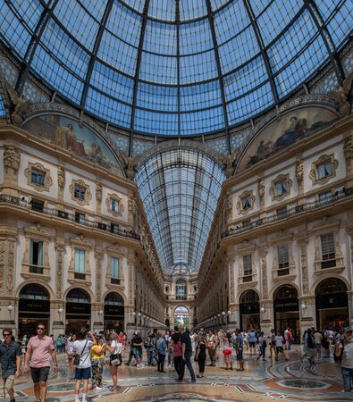 Milan, Italy - 30 June 2019: View of Galleria Vittorio Emanuele II Insideのeditorial素材