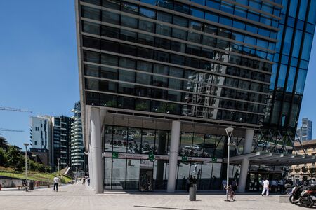 Milan, Italy - 30 June 2019: View of Building of BNL Paribas Bankのeditorial素材