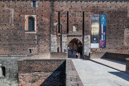 Milan, Italy - 30 June 2019: View of Castle of Sforza -  Castello Sforzescoのeditorial素材