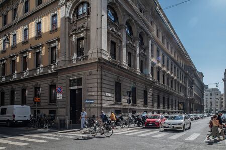 Milan, Italy - 30 June 2019: View of Italian Streetのeditorial素材