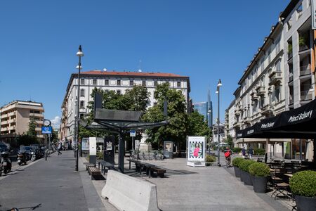 Milan, Italy - 30 June 2019: View of Moscova, Piazzaのeditorial素材