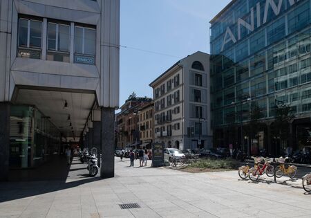 Milan, Italy - 30 June 2019: View of Moscova, Piazzaのeditorial素材