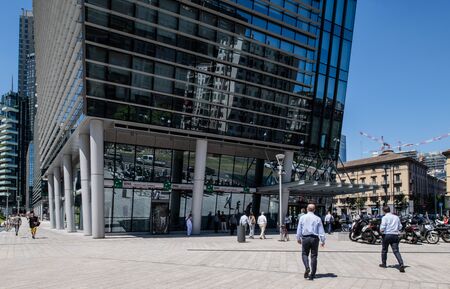 Milan, Italy - 30 June 2019: View of Building of BNL Paribas Bankのeditorial素材