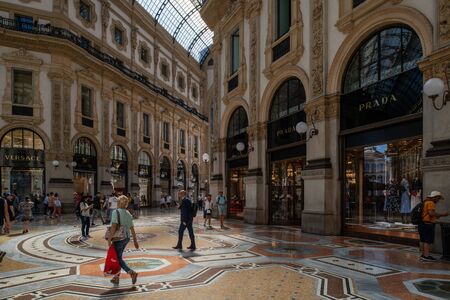 Milan, Italy - 30 June 2019: View of Galleria Vittorio Emanuele II Insideのeditorial素材