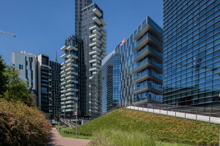 Milan, Italy - 30 June 2019: View of Porta Nuova area modern architecturesのeditorial素材