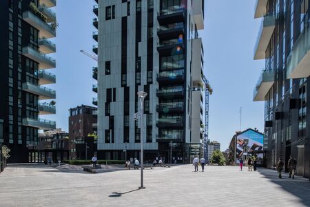 Milan, Italy - 30 June 2019: View of Porta Nuova area modern architecturesのeditorial素材