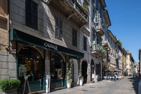 Milan, Italy - 30 June 2019: View of Zona Brera, italian oldtown streetのeditorial素材