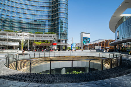 Milan, Italy - 30 June 2019: View of Piazza Gae Aulenti, Skyscrapersのeditorial素材