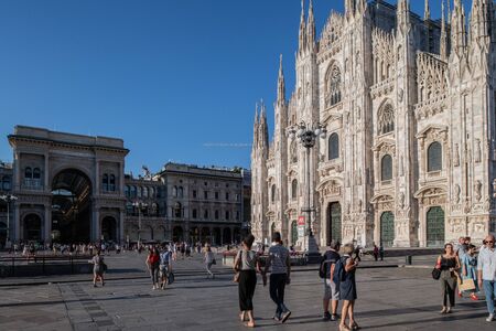 Milan, Italy - 30 June 2019: View of Piazza Duomoのeditorial素材