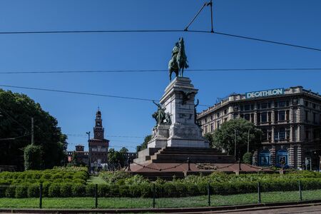 Milan, Italy - 30 June 2019: View of Sculpture - Garibaldiのeditorial素材