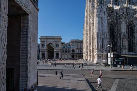 Milan, Italy - 30 June 2019: View of Piazza Duomoのeditorial素材