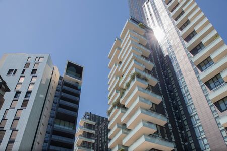 Milan, Italy - 30 June 2019: View of Porta Nuova area modern architecturesのeditorial素材