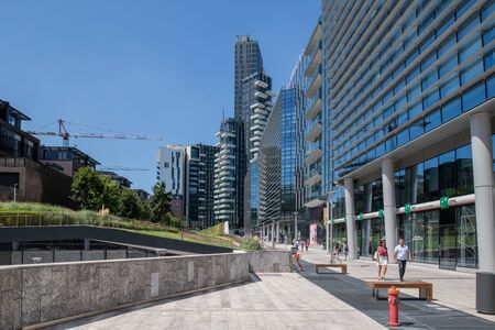 Milan, Italy - 30 June 2019: View of Porta Nuova area and Samsung Districtのeditorial素材