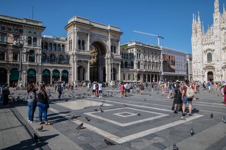 Milan, Italy - 30 June 2019: View of Piazza Duomoのeditorial素材