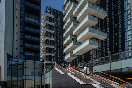 Milan, Italy - 30 June 2019: View of Porta Nuova area modern architectures