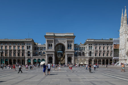 Milan, Italy - 30 June 2019: View of Piazza Duomo