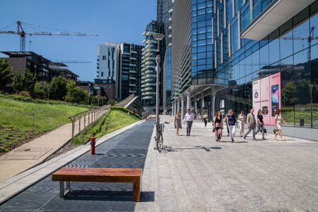 Milan, Italy - 30 June 2019: View of Porta Nuova area modern architecturesのeditorial素材