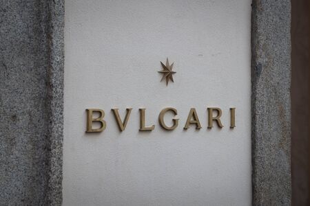 Milan, Italy â September 21, 2019: Bvlgari store in Milan. Montenapoleone area. Fashion week shoppingのeditorial素材