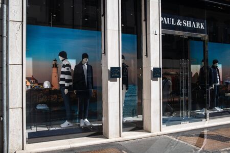Milan, Italy â September 21, 2019: Paul & Shark store in Milan. Montenapoleone area. Fashion week shoppingのeditorial素材