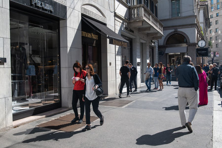 Milan, Italy â€“ September 21, 2019: Dolce Gabbana store in Milan. Montenapoleone area. Fashion...