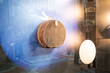 Milan, Italy â September 21, 2019: Louis Vuitton store in Milan. Montenapoleone area. Fashion week shoppingのeditorial素材