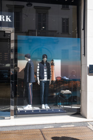 Milan, Italy â€“ September 21, 2019: Paul & Shark store in Milan. Montenapoleone area. Fashion...