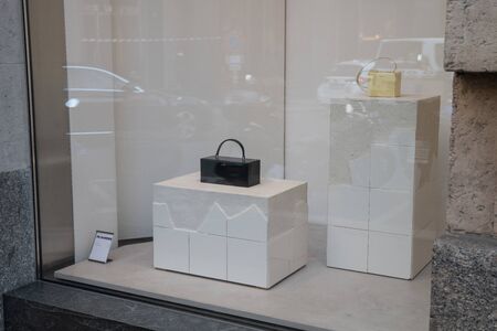 Milan, Italy â September 21, 2019: Jil Sander store in Milan. Montenapoleone area. Fashion week shoppingのeditorial素材
