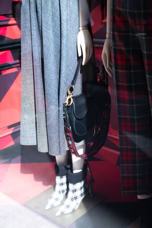 Milan, Italy â September 21, 2019: Christian Dior store in Milan. Montenapoleone area. Fashion week shoppingのeditorial素材