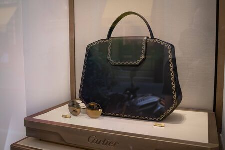 Milan, Italy â September 21, 2019: Cartier store in Milan. Montenapoleone area. Fashion week shoppingのeditorial素材
