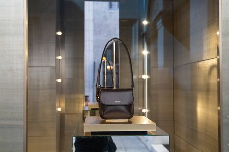 Milan, Italy â September 21, 2019: Giorgio Armani store in Milan. Montenapoleone area. Fashion week shoppingのeditorial素材