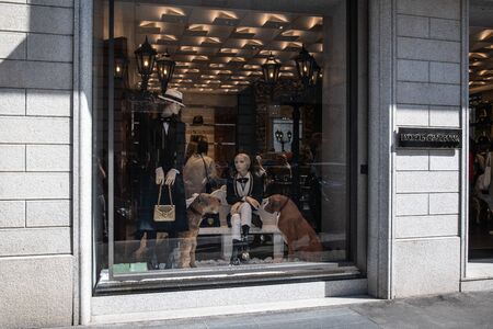 Milan, Italy â September 21, 2019: Dolce Gabbana store in Milan. Montenapoleone area. Fashion week shoppingのeditorial素材