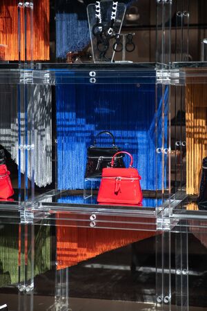 Milan, Italy â September 21, 2019: Giorgio Armani store in Milan. Montenapoleone area. Fashion week shoppingのeditorial素材