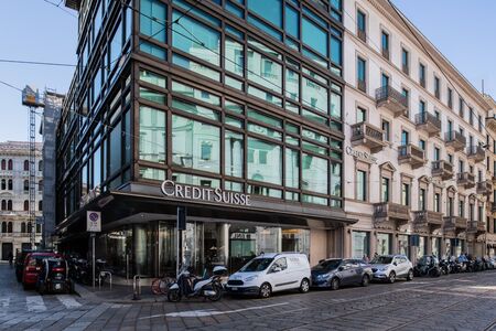 Milan, Italy - 30 June 2019: View of Building of CreditSuisseのeditorial素材