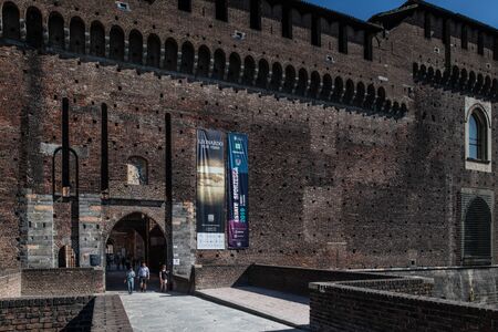 Milan, Italy - 30 June 2019: View of Castle of Sforza -  Castello Sforzescoのeditorial素材