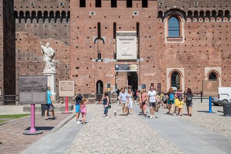 Milan, Italy - 30 June 2019: View of Castle of Sforza -  Castello Sforzescoのeditorial素材