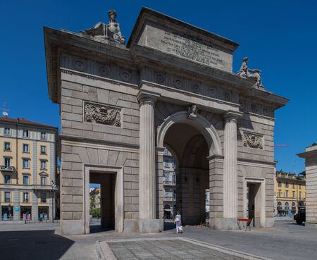 Milan, Italy - 30 June 2019: View of Porta Garibaldi, Piazza 25 Aprileのeditorial素材