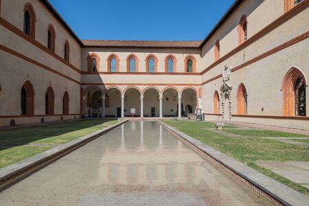 Milan, Italy - 30 June 2019: View of Castle of Sforza -  Castello Sforzescoのeditorial素材
