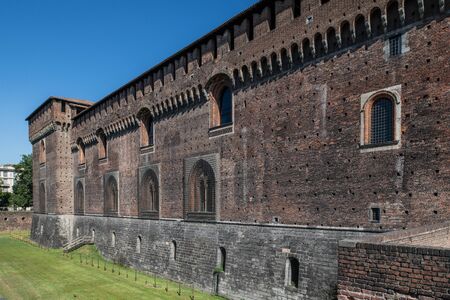 Milan, Italy - 30 June 2019: View of Castle of Sforza -  Castello Sforzescoのeditorial素材
