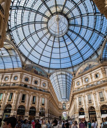 Milan, Italy - 30 June 2019: View of Galleria Vittorio Emanuele II Insideのeditorial素材