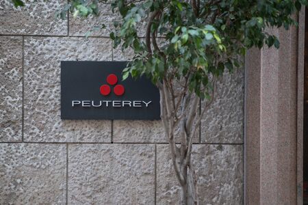 Milan, Italy â September 21, 2019: Peuterey store in Milan. Montenapoleone area. Fashion week shoppingのeditorial素材