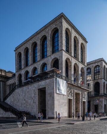 Milan, Italy - 30 June 2019: View of Building of Arengario, Museo del Novecento Museum of 900のeditorial素材